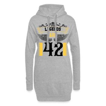 Les légendes ont 42 ans, anniversaire 42 - Sweat-shirt à capuche long Femme - gris chiné - Devant