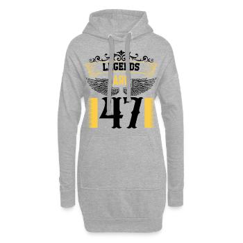 Les légendes ont 47 ans, anniversaire 47 - Sweat-shirt à capuche long Femme - gris chiné - Devant