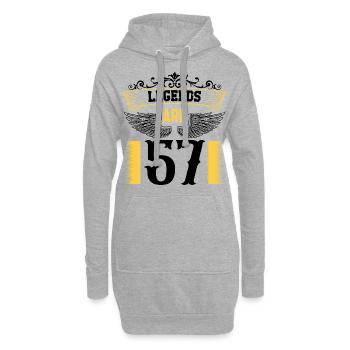 Les légendes ont 57 ans, anniversaire 57 - Sweat-shirt à capuche long Femme - gris chiné - Devant