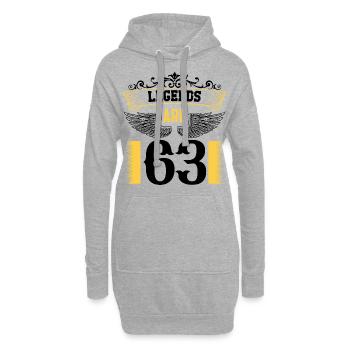 Legenden sind 63 Jahre alt, Geburtstag 63 - Hoodie-Kleid - Grau meliert - Vorne