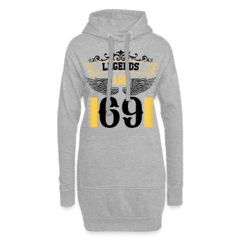 Legenden sind 69 Jahre alt, Geburtstag 69 - Hoodie-Kleid - Grau meliert - Vorne