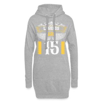 Legenden sind 15 Jahre alt, Geburtstag 15 - Hoodie-Kleid - Grau meliert - Vorne