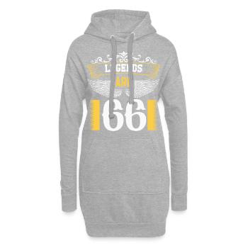 Les légendes ont 66 ans, 66 ans d’anniversaire - Sweat-shirt à capuche long Femme - gris chiné - Devant