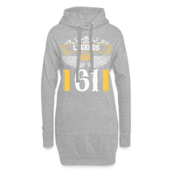 Les légendes ont 61 ans, 61 ans d’anniversaire - Sweat-shirt à capuche long Femme - gris chiné - Devant