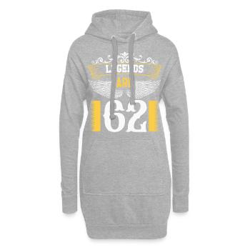Les légendes ont 62 ans, 62 ans d’anniversaire - Sweat-shirt à capuche long Femme - gris chiné - Devant