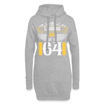 Les légendes ont 64 ans, anniversaire 64 - Sweat-shirt à capuche long Femme - gris chiné - Devant