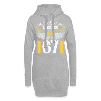 Legenden sind 67 Jahre alt, Geburtstag 67 - Hoodie-Kleid - Grau meliert - Vorne