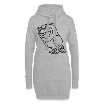 Eule Comic - Hoodie-Kleid - Grau meliert - Vorne