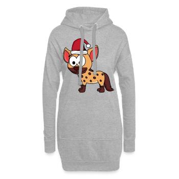 Hyène Comic Noël - Sweat-shirt à capuche long Femme - gris chiné - Devant