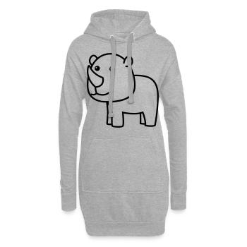 Rhinocéros Comic Animal - Sweat-shirt à capuche long Femme - gris chiné - Devant