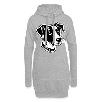 Jack Russel Terrier Hund Kopf - Hoodie-Kleid - Grau meliert - Vorne