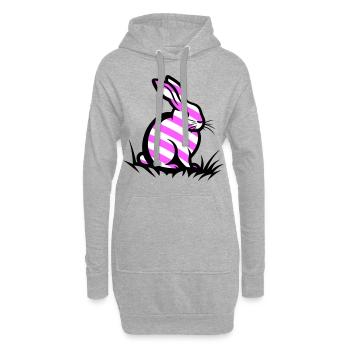 Osterhase Ostern - Hoodie-Kleid - Grau meliert - Vorne