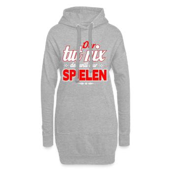 Der tut nix - der will nur Spielen - Hundebesitzer - Hoodie-Kleid - Grau meliert - Vorne