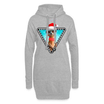 Erdmännchen X-Mas Meerkat Weihnachten - Hoodie-Kleid - Grau meliert - Vorne