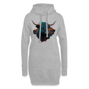 Yak Stierkopf - Hoodie-Kleid - Grau meliert - Vorne