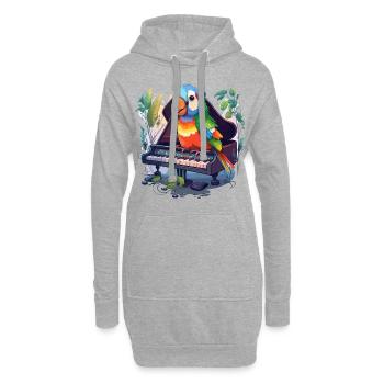 Papageien-Pianist - Hoodie-Kleid - Grau meliert - Vorne