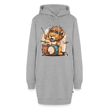 Rhythmus des Löwen - Hoodie-Kleid - Grau meliert - Vorne