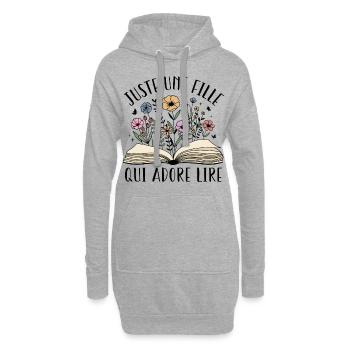 Juste Une Fille Qui Adore Lire Cadeau Lecture - Sweat-shirt à capuche long Femme - gris chiné - Devant