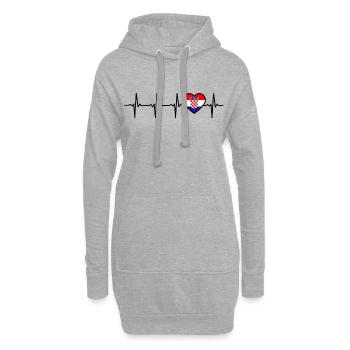 Croatie Heartbeat Drapeau Croate - Sweat-shirt à capuche long Femme - gris chiné - Devant