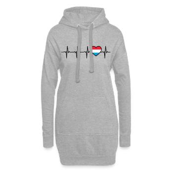 Luxembourg Heartbeat Drapeau luxembourgeois - Sweat-shirt à capuche long Femme - gris chiné - Devant