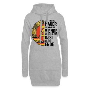 Ossi bis zum Ende - DDR Spruch - Hoodie-Kleid - Grau meliert - Vorne
