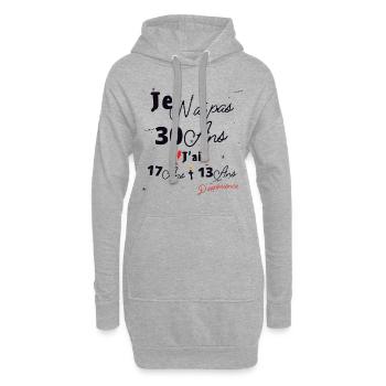 Je n'Ai Pas 30 Ans Cadeau d'anniversaire - Sweat-shirt à capuche long Femme - gris chiné - Devant