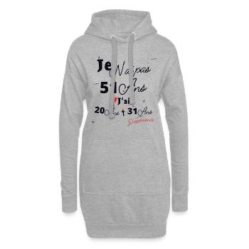Je n Ai Pas 51 Ans Cadeau d anniversaire - Sweat-shirt à capuche long Femme - gris chiné - Devant