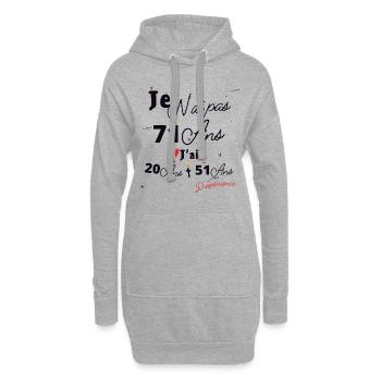Je n Ai Pas 71 Ans Cadeau d anniversaire - Sweat-shirt à capuche long Femme - gris chiné - Devant