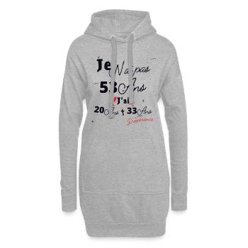 Je n Ai Pas 53 Ans Cadeau d anniversaire - Sweat-shirt à capuche long Femme - gris chiné - Devant