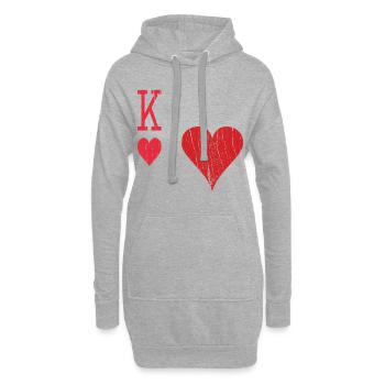 Déguisement de partenaire Halloween coeur carte à jouer - Sweat-shirt à capuche long Femme - gris chiné - Devant