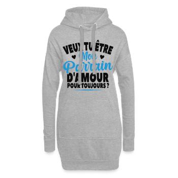 Veux Tu Être Mon Parrain D'amour Annonce Grossesse - Sweat-shirt à capuche long Femme - gris chiné - Devant