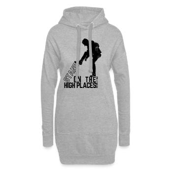 Debout sur les hauteurs (Anglais) - Ps/18:34 - Sweat-shirt à capuche long Femme - gris chiné - Devant