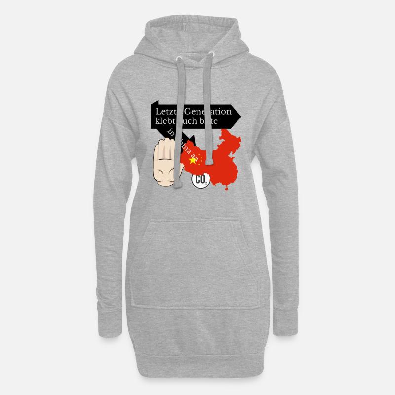 Letzte Generation klebt euch bitte in China an - Hoodie-Kleid - Grau meliert