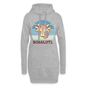 Boba Bubble Tea Axolotl Bobalotl - Sweat-shirt à capuche long Femme - gris chiné - Devant