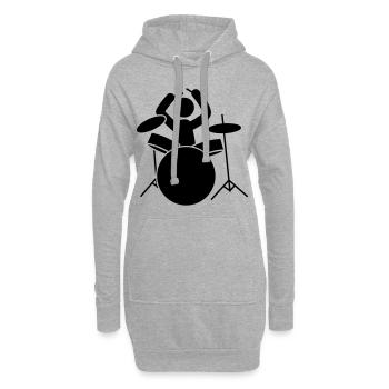 batteur icône batteur - Sweat-shirt à capuche long Femme - gris chiné - Devant