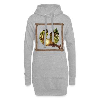 la forêt avec écureuils - Sweat-shirt à capuche long Femme - gris chiné - Devant