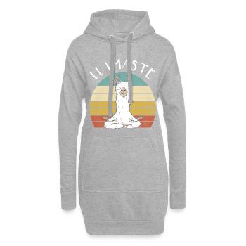 Lamaste - lustige Retro Lama Alpaka Liebhaber Geschenk - Hoodie-Kleid - Grau meliert - Vorne