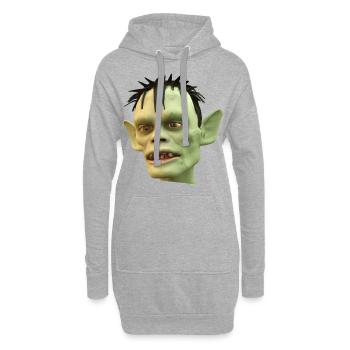 Horror Zombie vert en 3D pour Halloween - Sweat-shirt à capuche long Femme - gris chiné - Devant