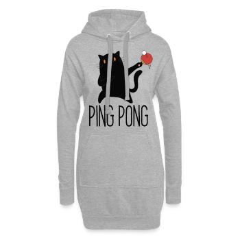 Table Tennis Katze Pingpong Black Cat Outfit - Sweat-shirt à capuche long Femme - gris chiné - Devant