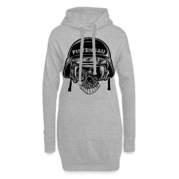 Pistensau Totenkopf Abfahrt Ski Urlaub - Hoodie-Kleid - Grau meliert - Vorne
