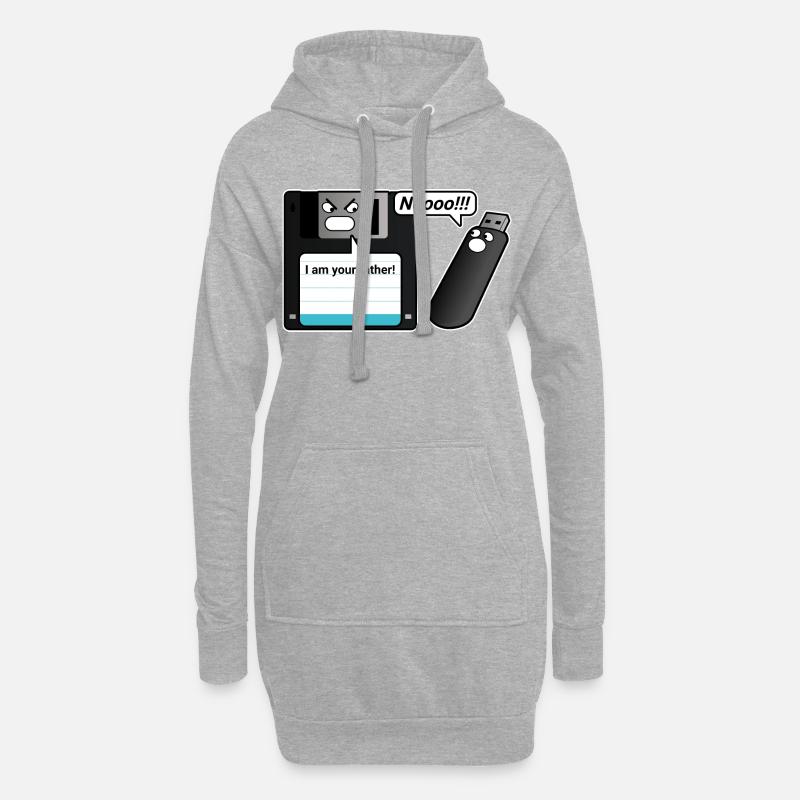 Diskette USB Stick Vater - Hoodie-Kleid - Grau meliert