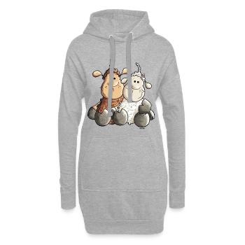 Moutons drôle d'amour - Mouton - Sweat-shirt à capuche long Femme - gris chiné - Devant