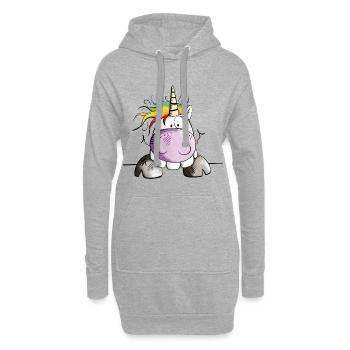 Abenteuerlustiges Einhorn - Hoodie-Kleid - Grau meliert - Vorne