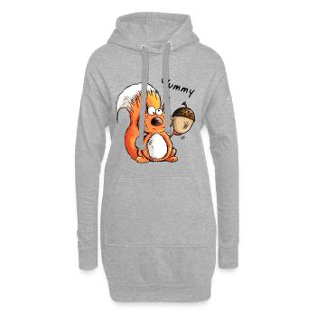 Yummy Eichhörnchen - Tier - Tiere - Comic - Hoodie-Kleid - Grau meliert - Vorne