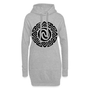 Symbole tribal noir polynésien - Sweat-shirt à capuche long Femme - gris chiné - Devant