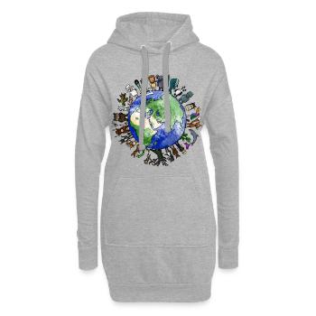 Lebendiger Planet - Biodiversität - Hoodie-Kleid - Grau meliert - Vorne