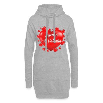 Coeur st valentin - Sweat-shirt à capuche long Femme - gris chiné - Devant