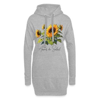 Les tournesols, un design floral pour l’été - Sweat-shirt à capuche long Femme - gris chiné - Devant