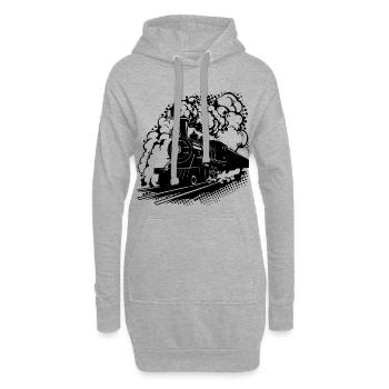 Eisenbahn Grafik - Hoodie-Kleid - Grau meliert - Vorne