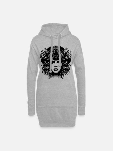 Maske mit Goggles und Krone - Hoodie-Kleid - Grau meliert